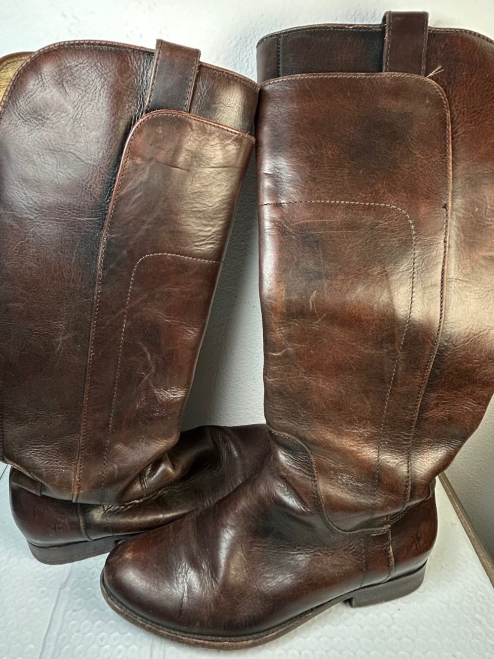 Share Vintage FRYE Brown Leather Tall Riding Boots Women 8.5 Knee High Equestria